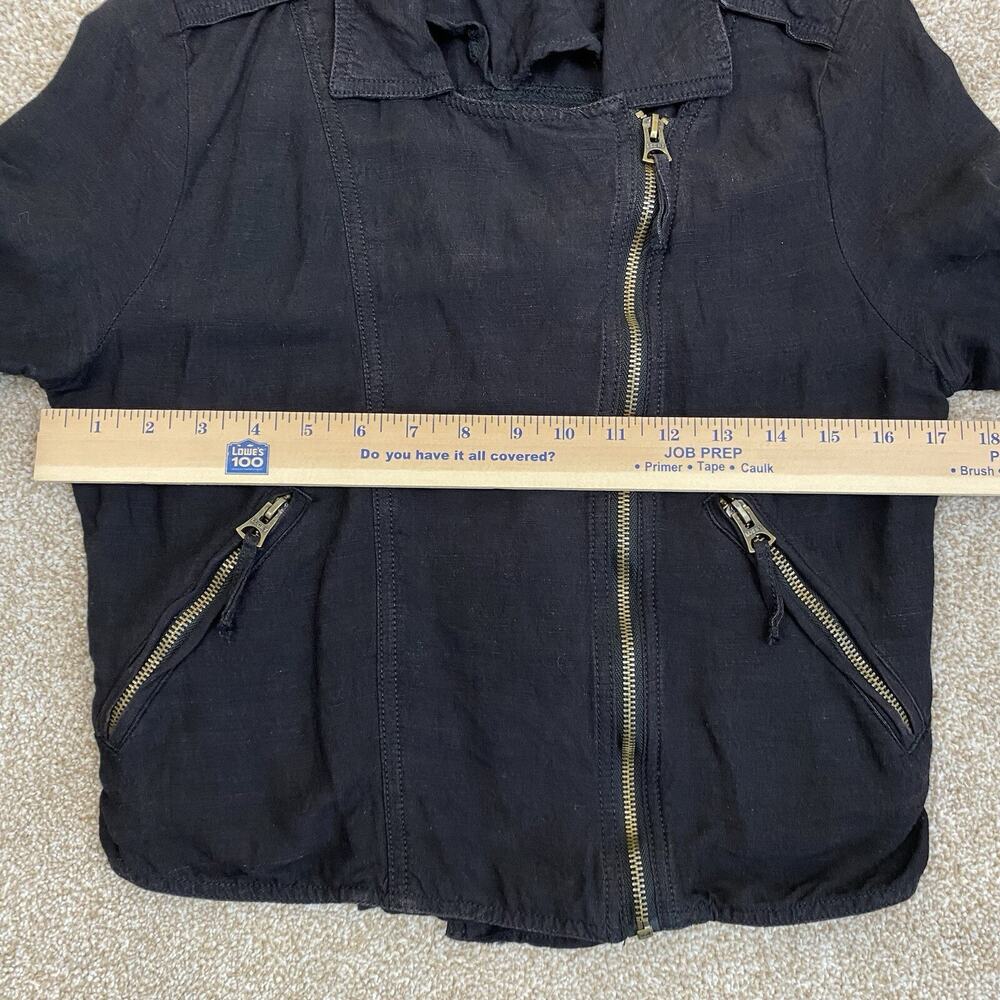 Lucky Brand Womens Linen Blend Moto Biker Jacket Black Sz S Grunge Streetwear - Picture 10 of 11